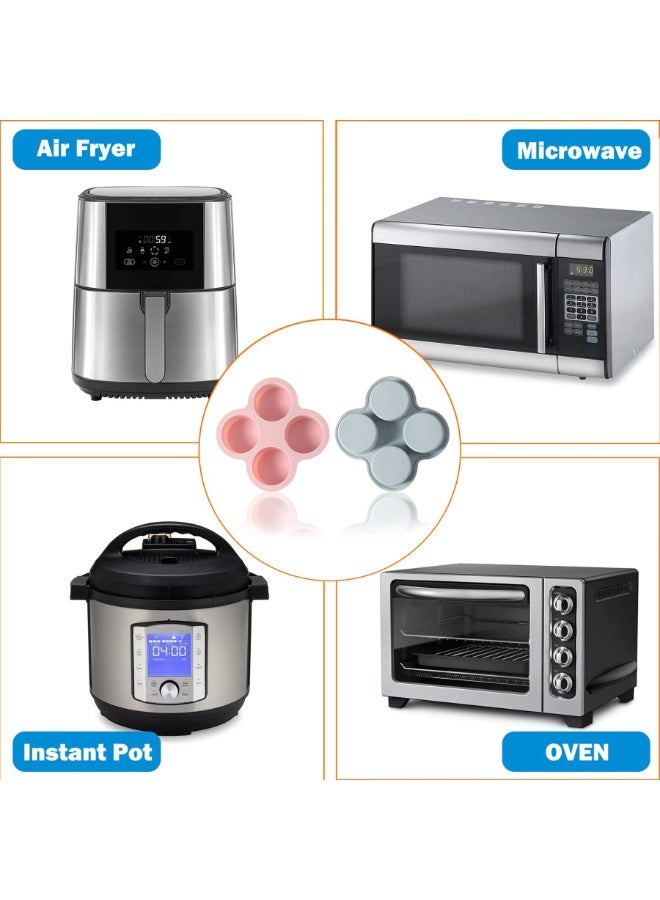 CLENEA Reusable Silicone Air Fryer Egg Mold, Non-Stick Air Fryer Baking Pan, Silicone Muffin Pans for Baking, Hamburger Bun Pan, Air Fryer Accessories, 4 Cavity 2 Pcs Egg Molds - Image 5
